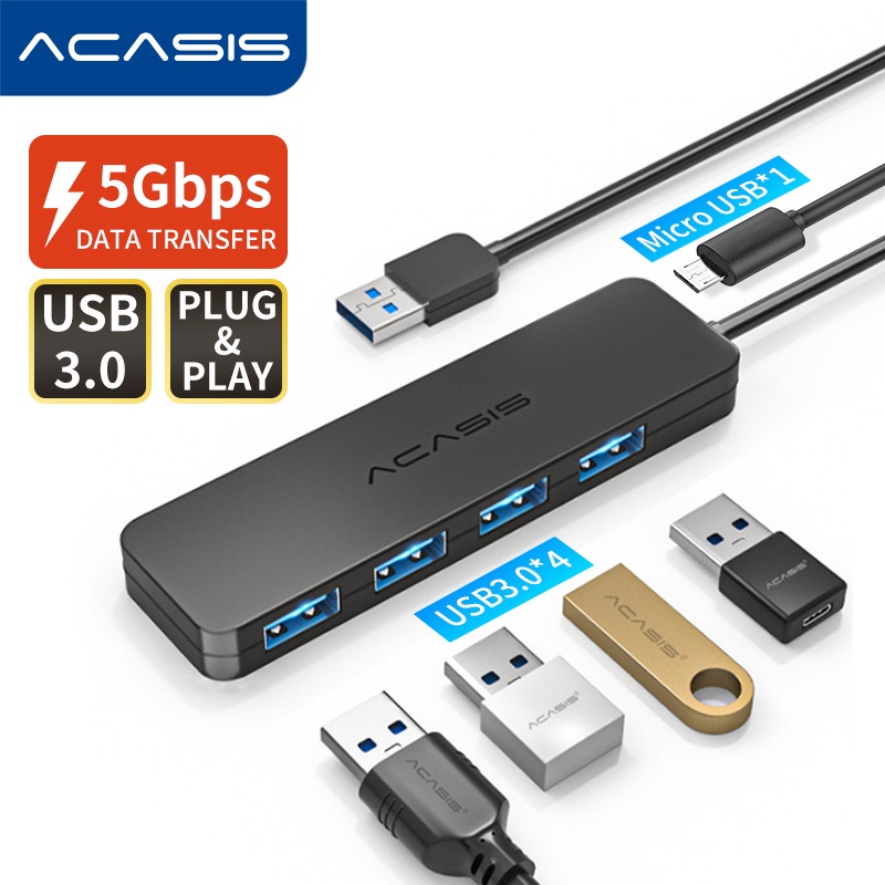 Bộ Chia 4 Cổng USB 3.0 ACASIS 3.0 / 2.0 Tốc Độ Cao Cho Máy Tính