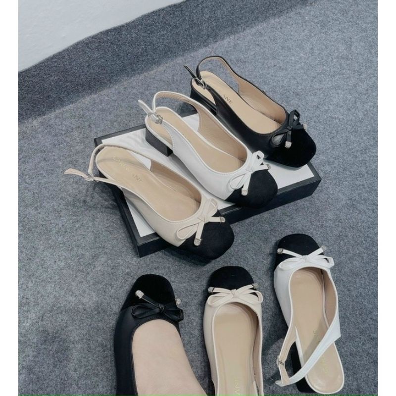 Cao gót bịt mũi đế 3cm quai hậu chất da mềm êm chân mã 76