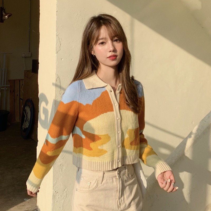 Áo khoác len cadigan dáng ngắn croptop phong cách LISA BLACKPINK