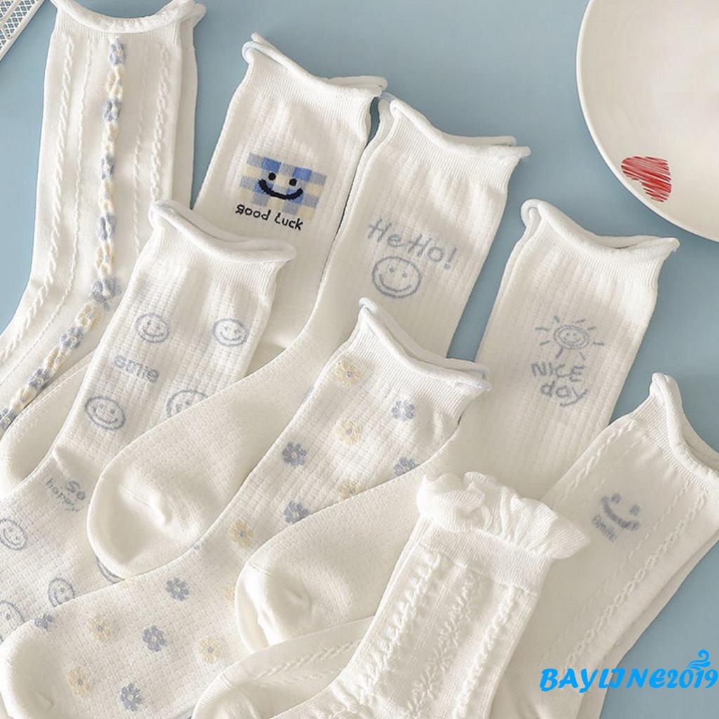 Vớ cổ cao mềm mại co giãn thoáng khí in họa tiết hoạt hình thời trang cho nữ