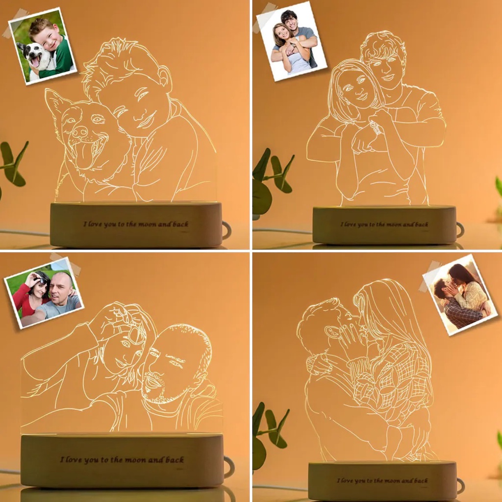 Đèn led 3D Thegioipuzzle vẽ hình, khắc tên theo yêu cầu, quà tặng tình yêu, kỷ niệm ngày yêu nhau, đồ decor phòng