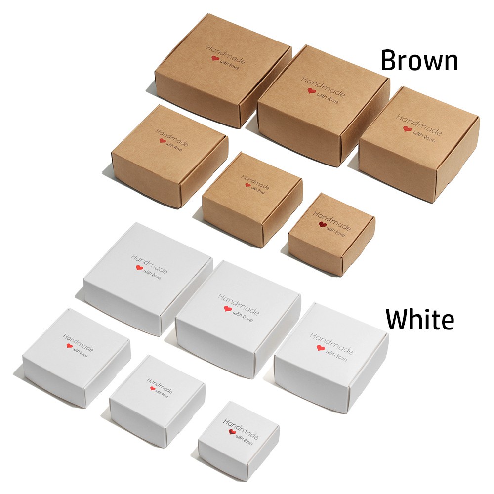 Set 10 Hộp Giấy Đựng Quà Tặng / Trang Sức Hình Vuông Nhiều Kích Thước Diy
