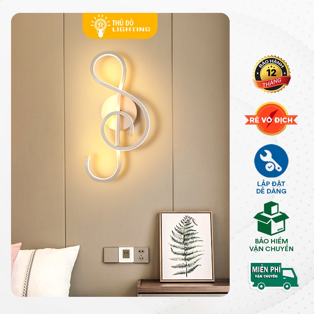 Đèn Tường Led 3D Phòng Khách THỦ ĐÔ LIGHTING Công Suất 18W-24W Ánh Sáng Vàng Thiết Kế Hình Nốt Nhạc Độc Đáo