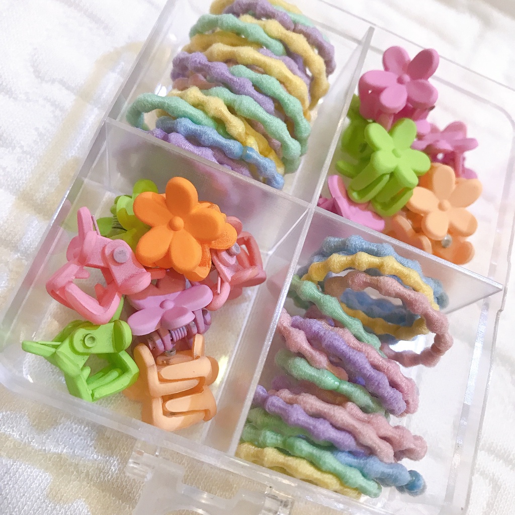 Set HỘP dây cột tóc và kẹp Tết năm mới xinh dễ thương phụ kiện tóc cho bé gái hàng cao cấp loại 1 hình thật shop