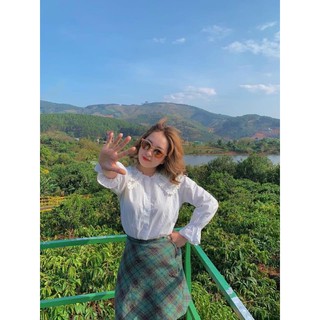 SET ÁO CỔ SEN CV CARO RÊU