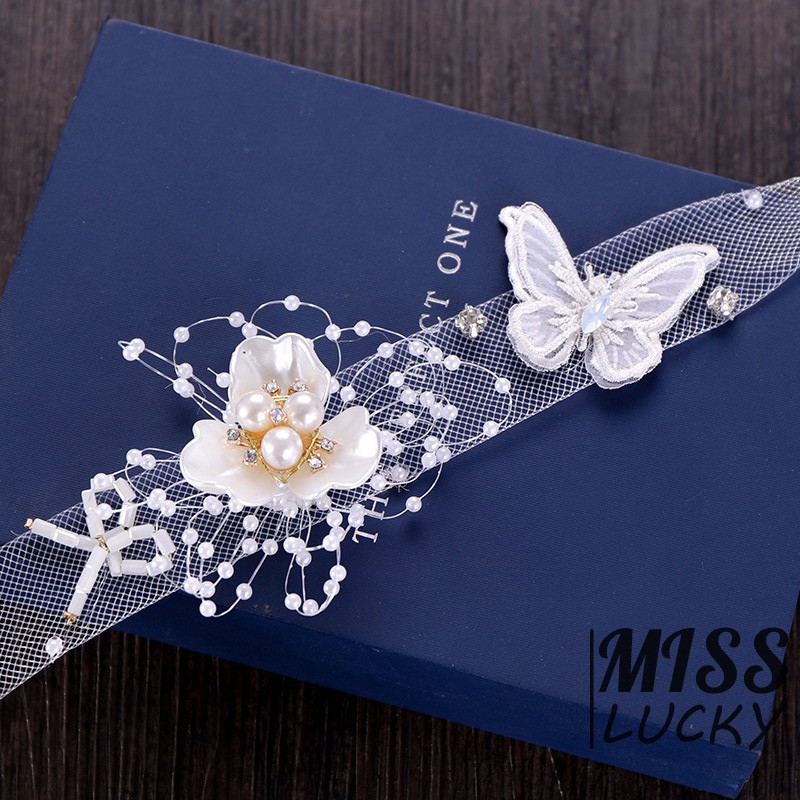 VN HANDMADE Vòng Cổ Ren Hoa Đính Ngọc Trai Sang Trọng Cho Nữ