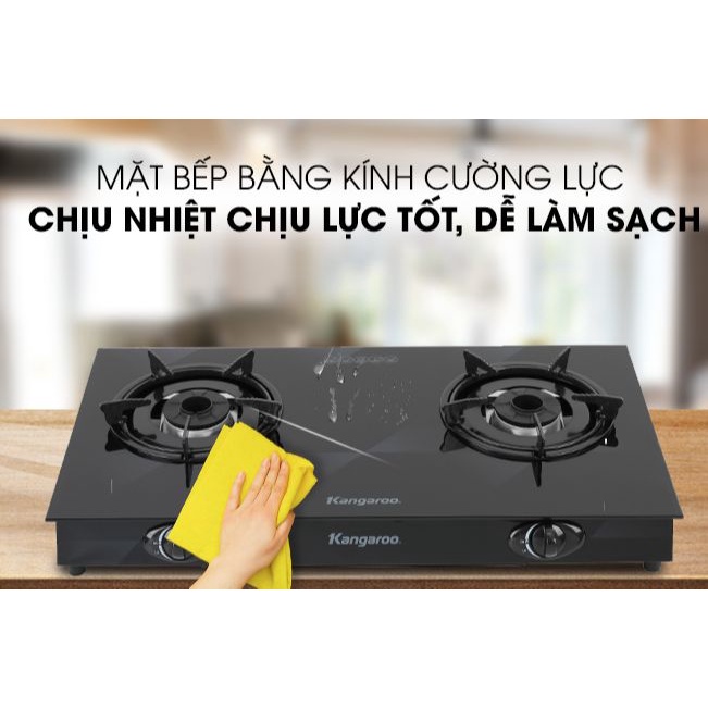 Bếp ga đôi Kangaroo KG8G1A -Trưng Bày +Tặng dây gas-đánh lửa Magneto,lửa tỏa đều, tiết kiệm gas
