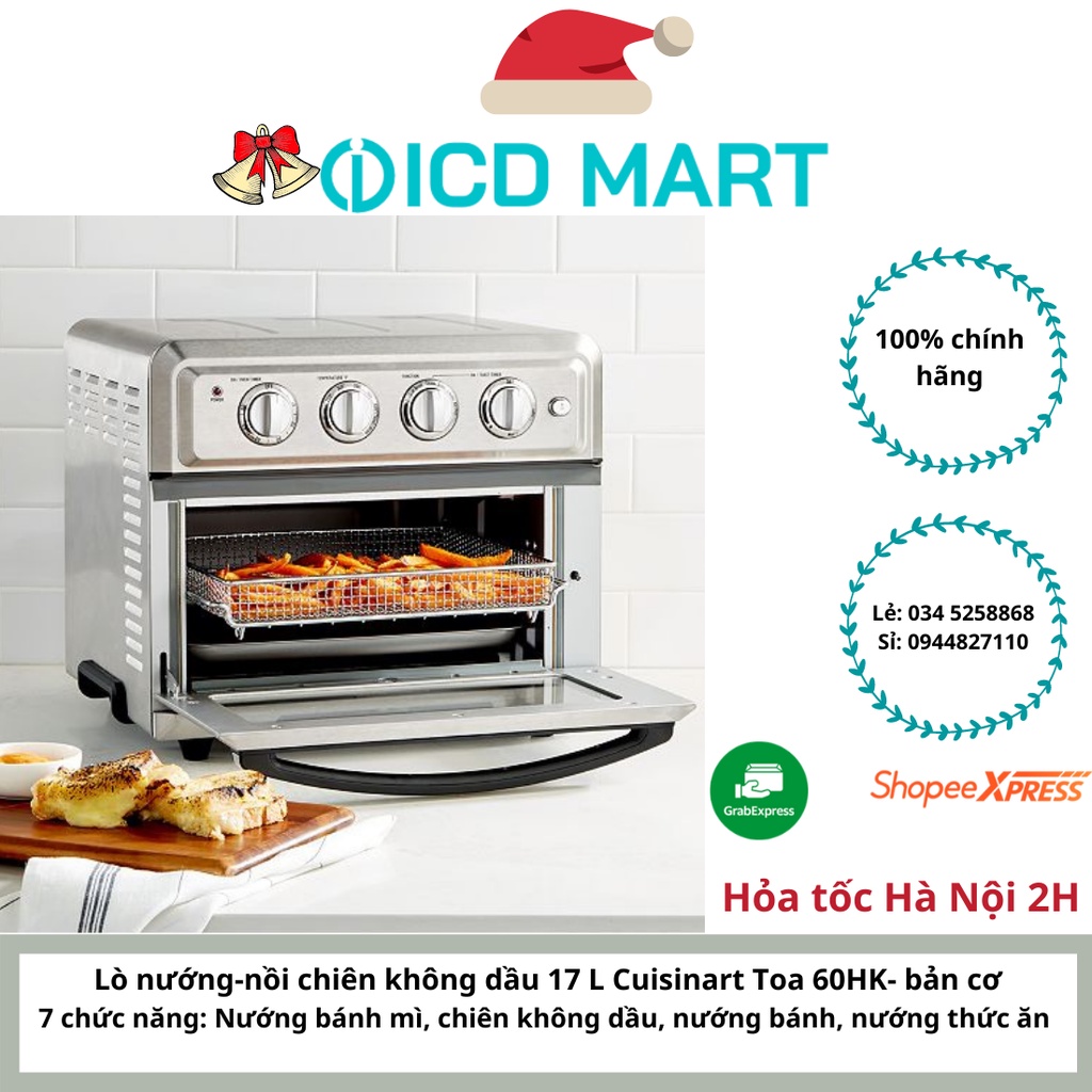 Lò chiên nướng không dầu Cuisinart TOA-60HK (17 lít), hàng Mỹ, Sx tại Trung Quốc, bảo hành 2 năm-Cuisinart Air Fryer