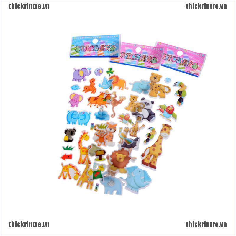 <Hot~new>Kids Toys Cartoon Cute Animals Zoo 3D Stickers Children Girls Boys PVC Stickers