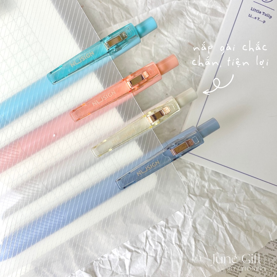 Bút bi nước mực gel đen cao cấp Deli ngòi 0.5mm màu sweet candy dùng ghi chép nội dung