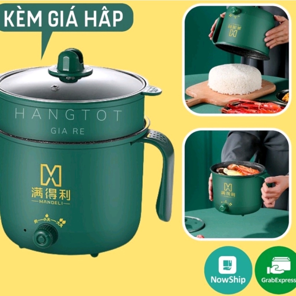 Nồi Lẩu Mini - Lẩu Điện Đa Năng Kèm Vỉ Hấp , Rán , Chiên , Xào