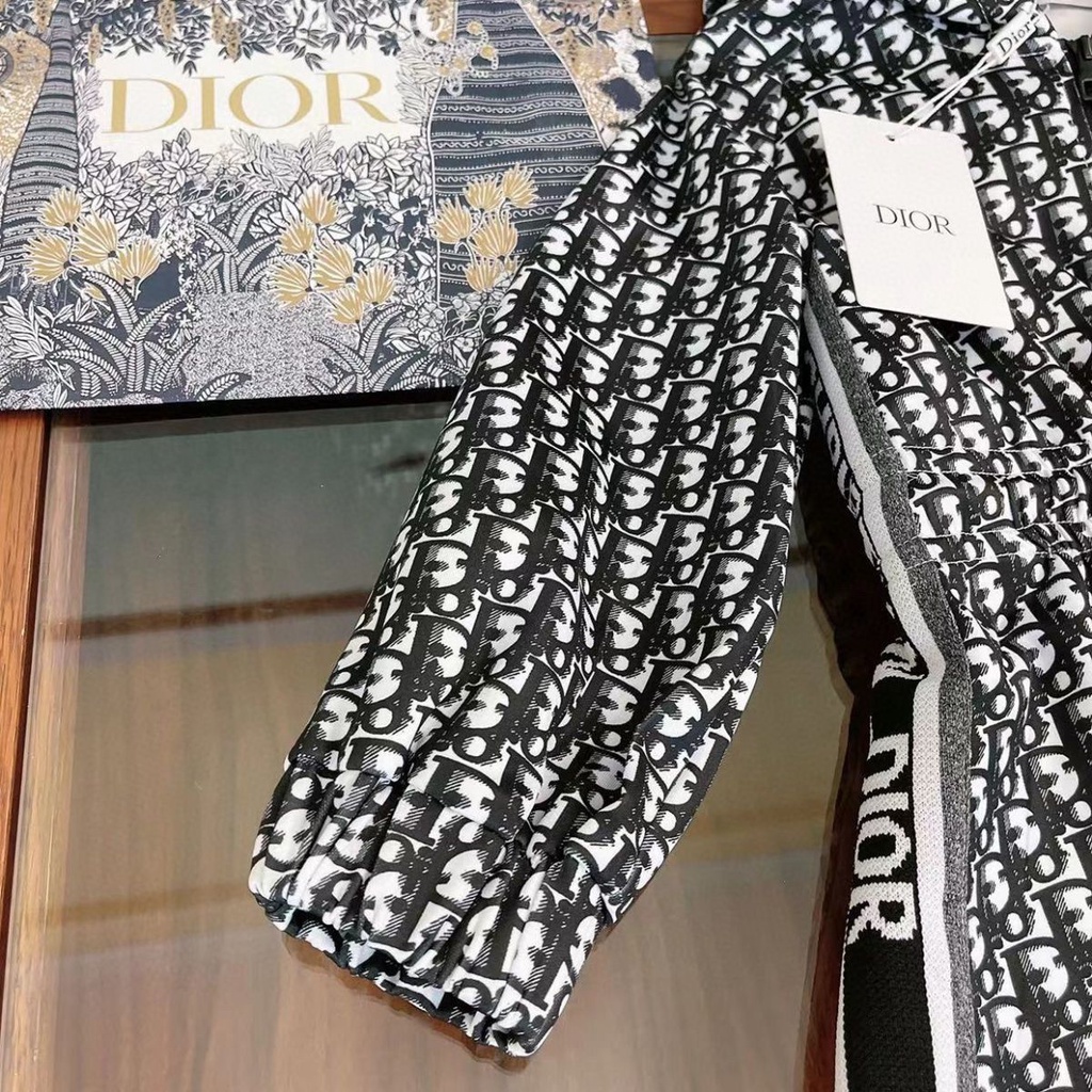Dior_Bộ Áo Thun Cotton Jacquard Tay Dài + Chân Váy Thời Trang Mùa Hè Cho Bé Gái