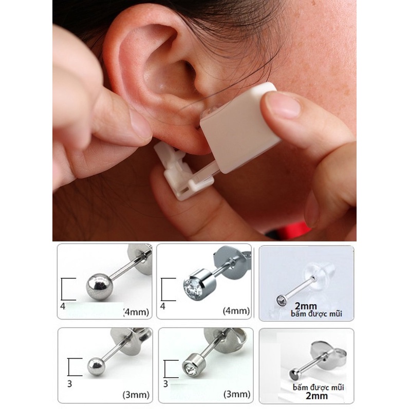 Dụng Cụ Xỏ Khuyên, Bấm Khuyên. Bấm Mũi( Dòng 2Mm) Tiện Dụng Cho Bé Và Mọi Người