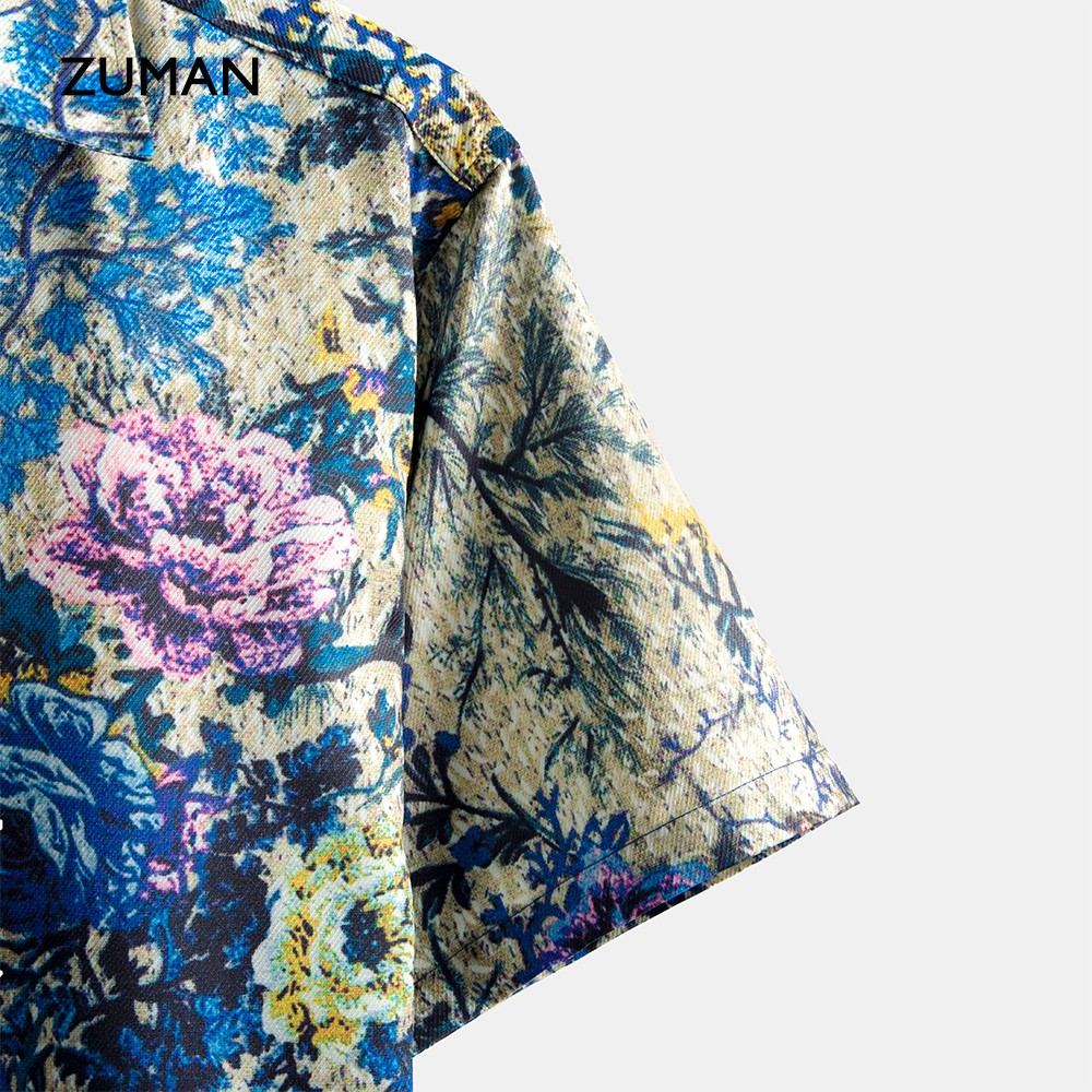 [Mã FAMALLT5 giảm 15% đơn 150K] Áo sơ mi nam ngắn tay vải lụa thiết kế hoạ tiết hoa lá mùa hè - ZUMAN - ASM24 | BigBuy360 - bigbuy360.vn