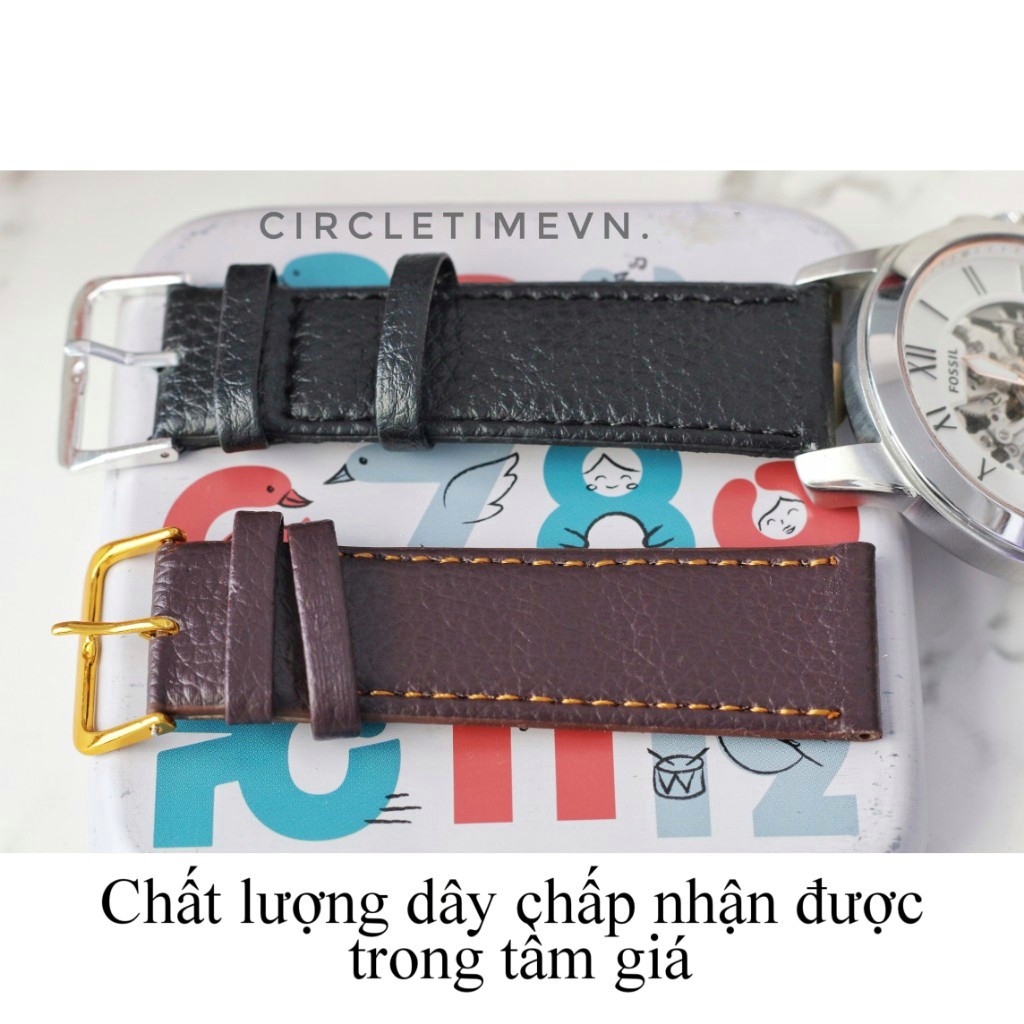 Dây da đồng hồ chất liệu PU cho nam và nữ size 14/16/18/20/22 kèm khóa và chốt