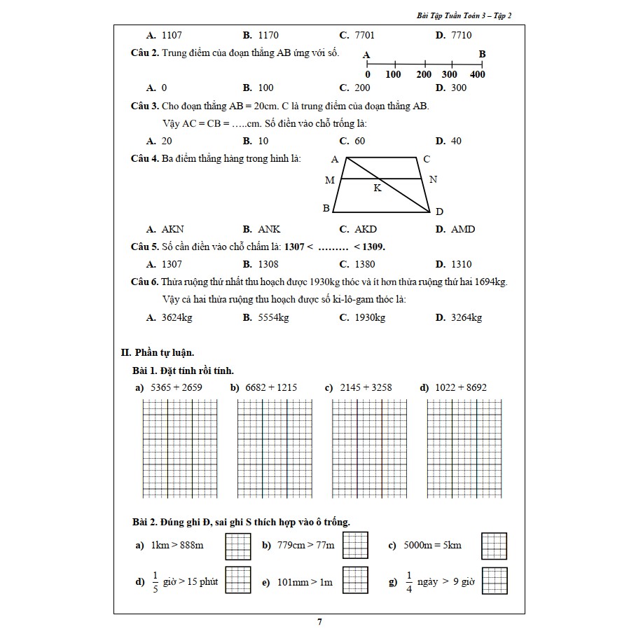 Sách - Combo Bài Tập Tuần và Đề Kiểm Tra - Toán và Tiếng Việt 3 - Học Kì 2 (4 cuốn)