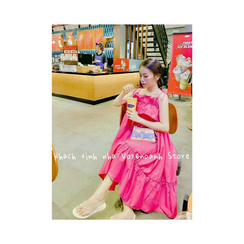 Đầm Babydoll Ulzzang Hai Dây - Đầm form rộng bầu bì bon chen thoải mái (dưới 75kg) | BigBuy360 - bigbuy360.vn