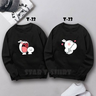Áo đôi thu đông sweater nam nữ in họa tiết ngộ nghĩnh nổi bật, giá gồm 2 áo