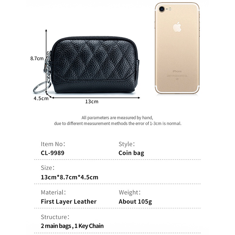 Ví Da Bò Nhỏ Xinh Phối Khóa Kéo Thời Trang Cho Nữ