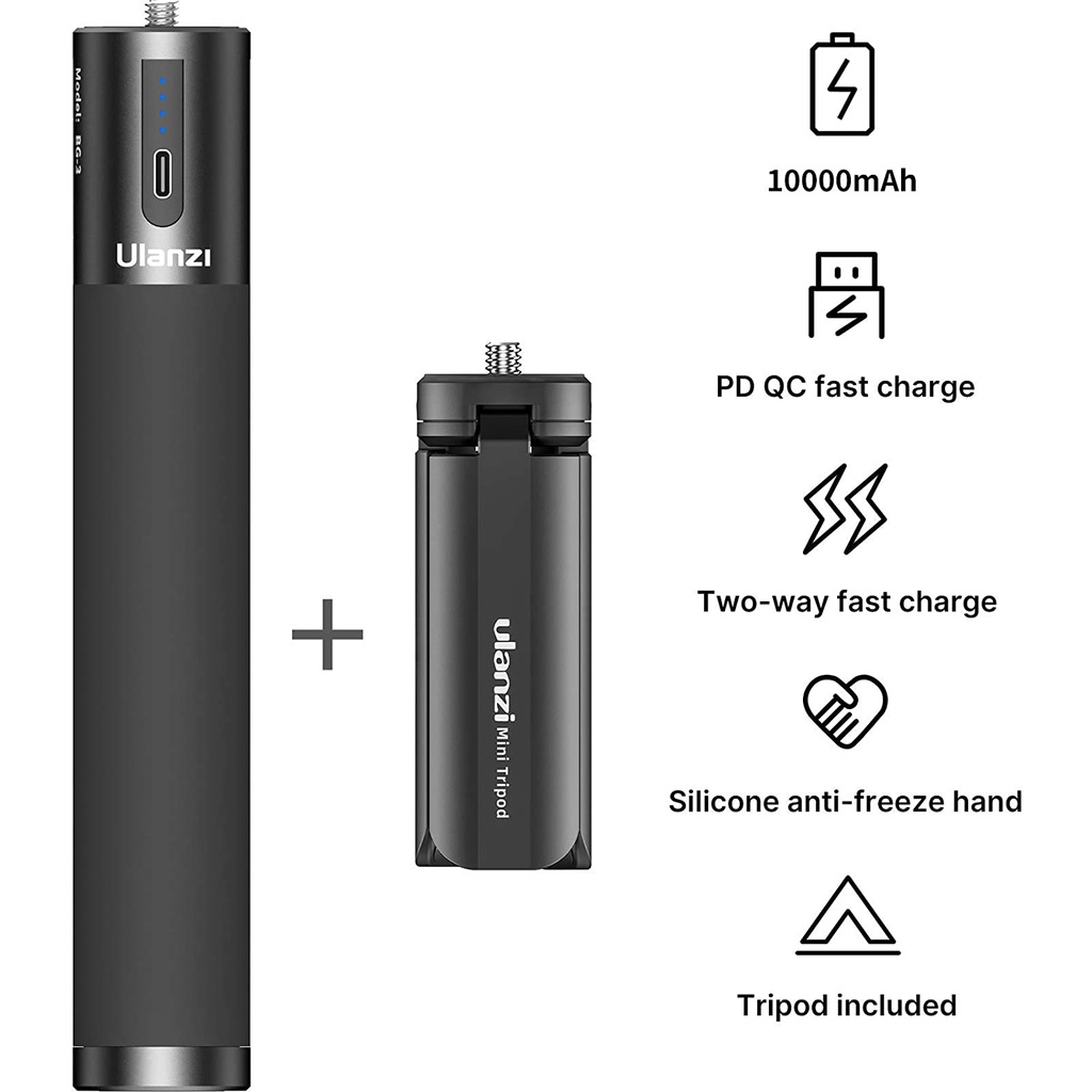 ULANZI BG-3 - Chân Tripod Mini Tích Hợp Pin Sạc 10000mAh Cho Điện Thoại & Máy Ảnh - Hàng Chính Hãng
