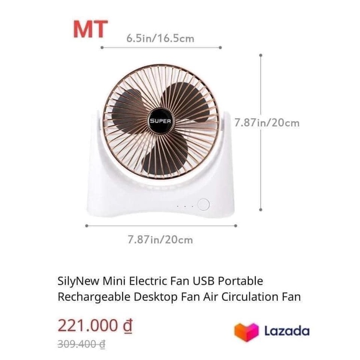 Quạt tích điện mini Super Pan lồng quay 360 độ cắm cổng USB 3 tốc độ gió mạnh m