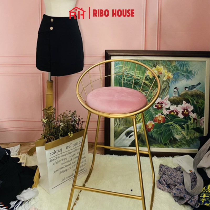 Ghế quầy Bar RIBO HOUSE cho phòng khách lễ tân chụp ảnh, cửa hàng spa, để phòng ngủ phong cách hiện đại RIBO58