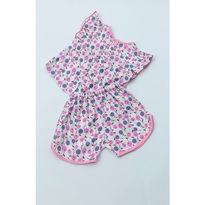 Bộ quần áo ngắn bé gái Họa tiết Quả việt quất hồng - AICDBGK9S9QQ - AIN Closet