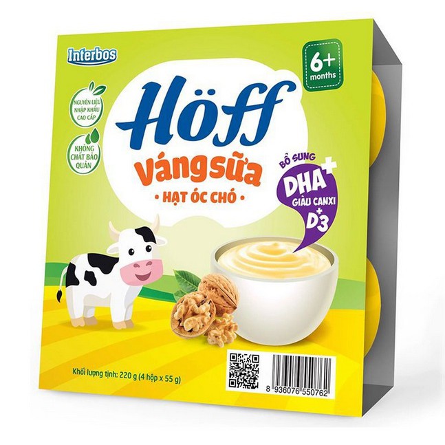 Váng sữa Hạt óc chó Hoff lốc 4 hộp x55g (Date luôn mới)