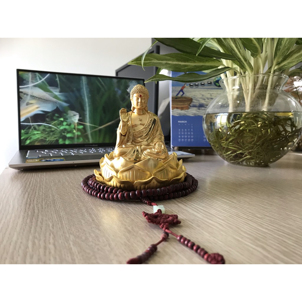 Tượng Phật Tổ Mạ Vàng Cao Cấp Chất Liệu Kim Loại Kẽm