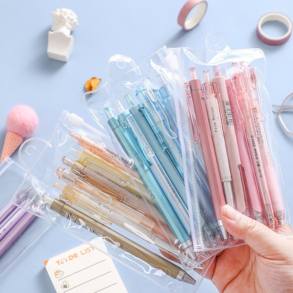 6 Bút bi mực đen kiểu dáng đơn giản ngòi 0.5mm