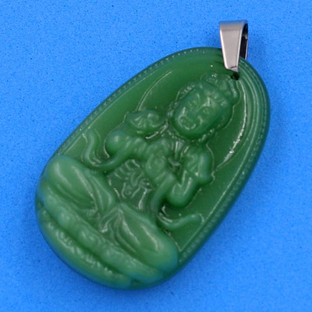 Mặt dây chuyền Phật Đại nhật như lai xanh lá 5 cm MTRTAXLN5-Hộ mệnh tuổi Mùi và Thân