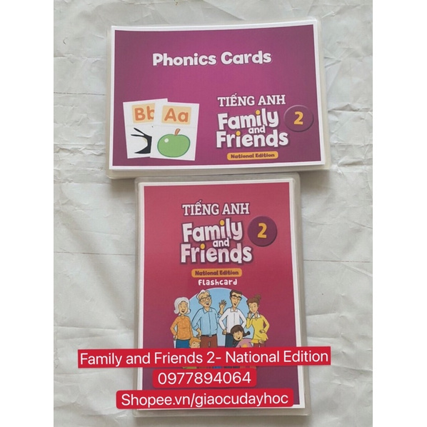 Combo Flashcards từ vựng,phonics,mindmap Family and Friends 2- Natinonal Edition-ép plastics bền đẹp