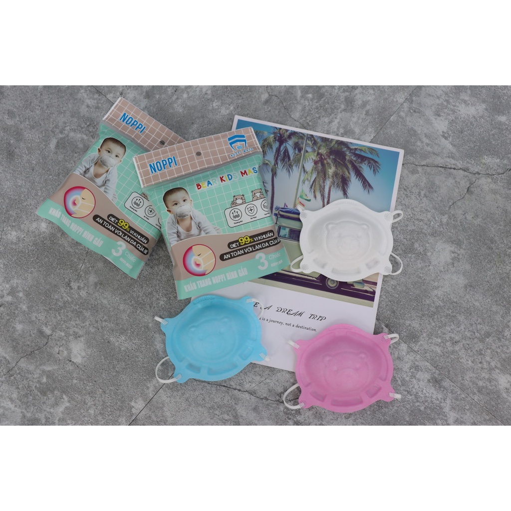Combo 12set khẩu trang gấu cho bé sơ sinh 3D dễ thương NOPPI MASK - Set 3 cái