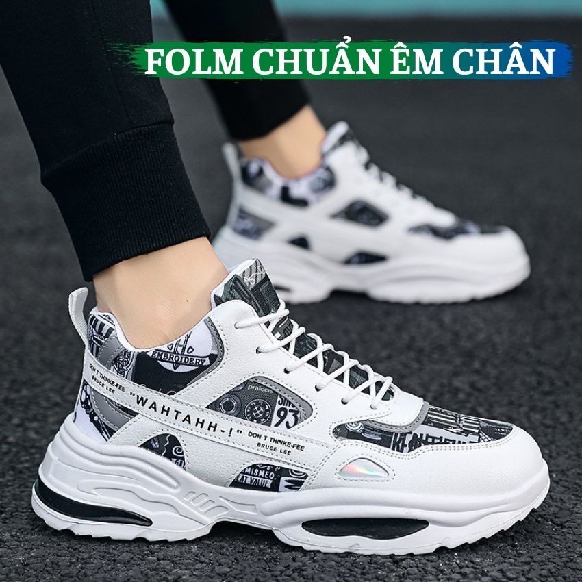 Giày Sneaker Nam Đẹp Đi Học Đi chơi Da Mềm Lót Dệt Kim Êm chân ZHIPO-19