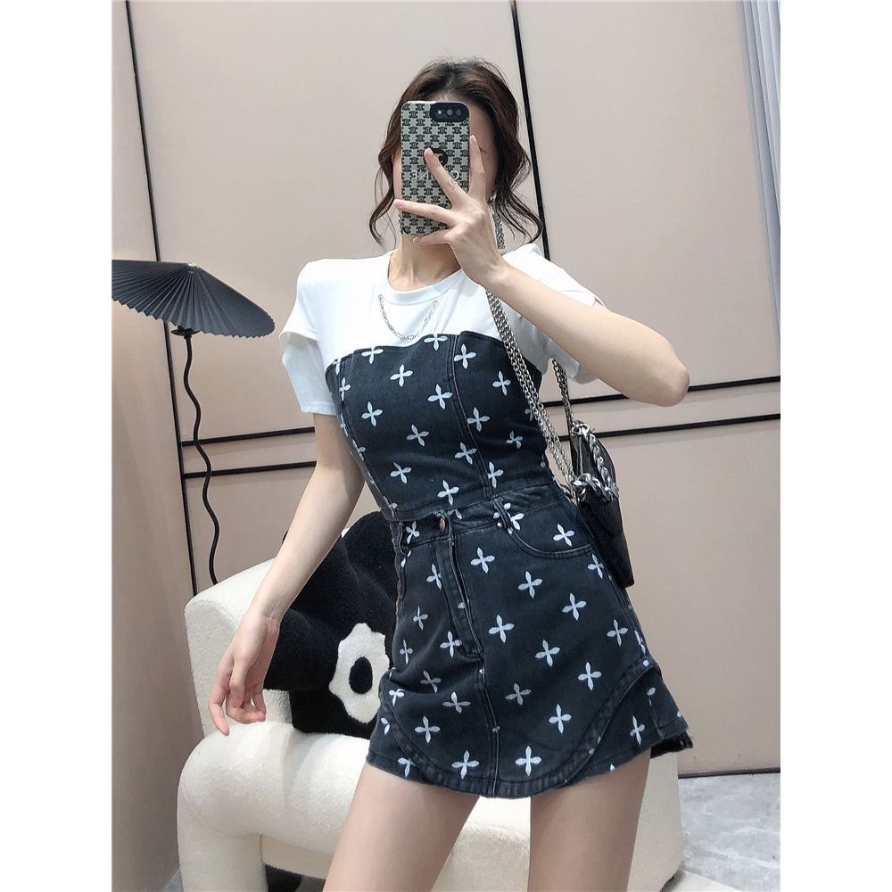 Set Áo Tay Phồng + Quần Jeans Chữ A Thời Trang Nữ