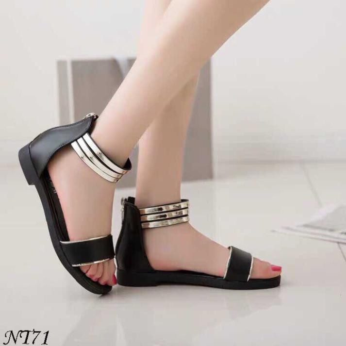 |  Sales T8 | HOT SALE Sandal Nữ Kéo Khóa Ngang R005 Cổ Mạ 3 vòng Đẹp Xịn . 2020 new