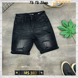 Quần short jean nam rách màu đen ôm dáng, quần đùi nam mẫu mới chất bò co giãn thời trang Tô Tồ Shop - MQ302