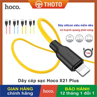 [Thoto Store]Cáp sạc nhanh HOCO X21 Plus/Micro/Type-C dây Silicon siêu mềm dẻo chống cháy-Hàng 