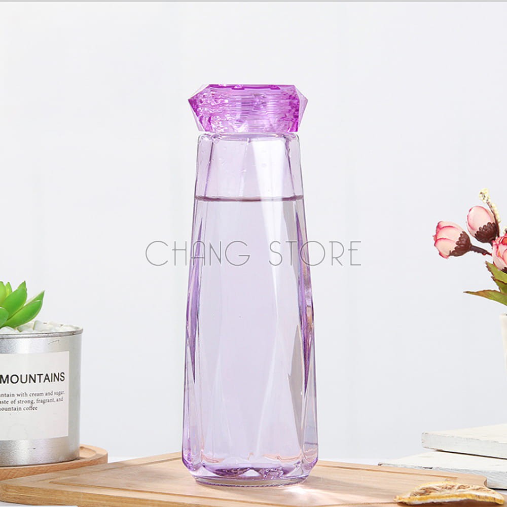 Bình thủy tinh kim cương nhiều màu 450ml cải tiến siêu nhẹ, siêu chịu nhiệt tiện lợi