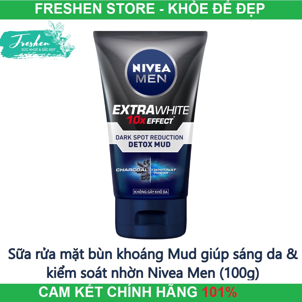 (CHÍNH HÃNG) Sữa rửa mặt bùn khoáng Mud giúp sáng da & kiểm soát nhờn Nivea Men (100g)