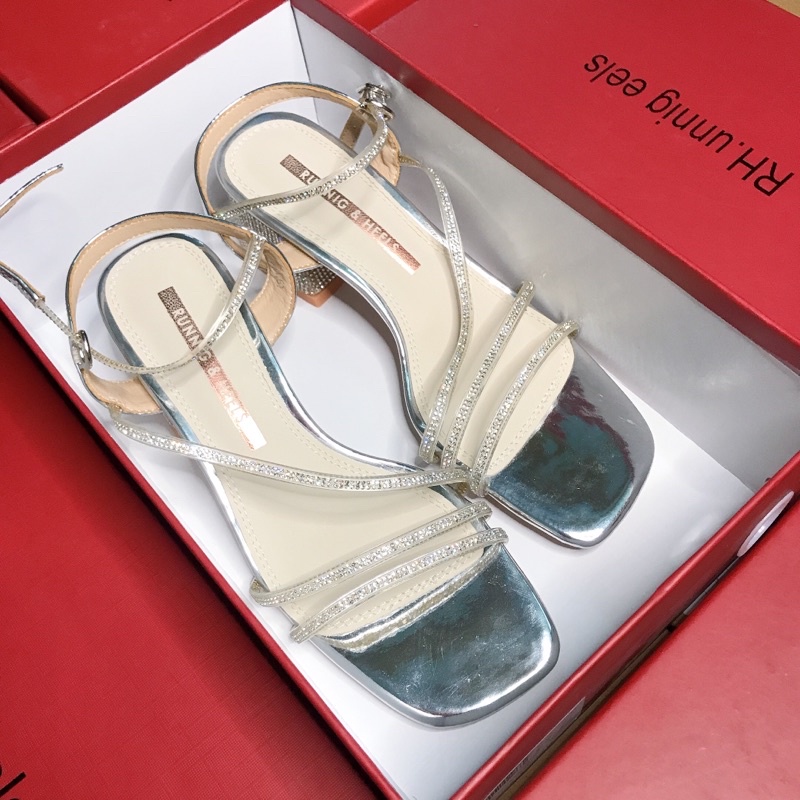 Sandal nữ quai mảnh đính full đá đế vuông 5.5p hàng nhập QCCC RH-518-1