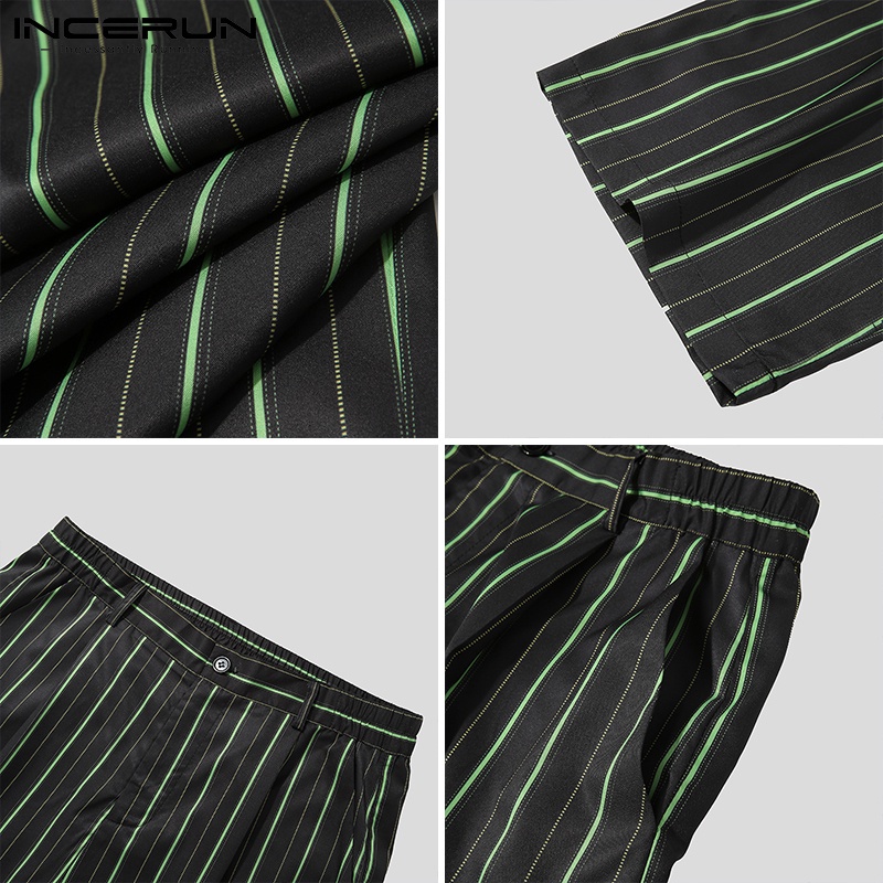 Quần dài nam INCERUN dáng suông kẻ sọc cài núi dọc thời trang thường ngày