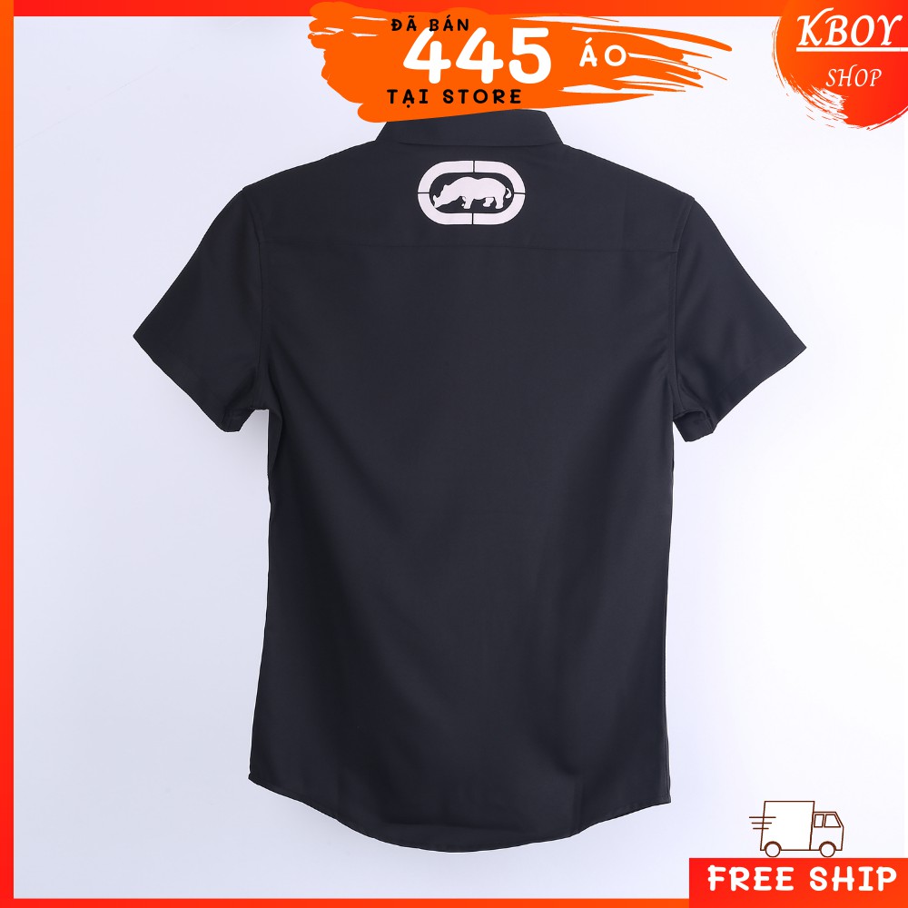 Áo sơ mi tay NGẮN, cổ bẻ, họa tiết cao cấp,Nổi bật, Bigsize màu đen / Hàng Quãng châu, năng động, cá tính - 2923-1 | BigBuy360 - bigbuy360.vn