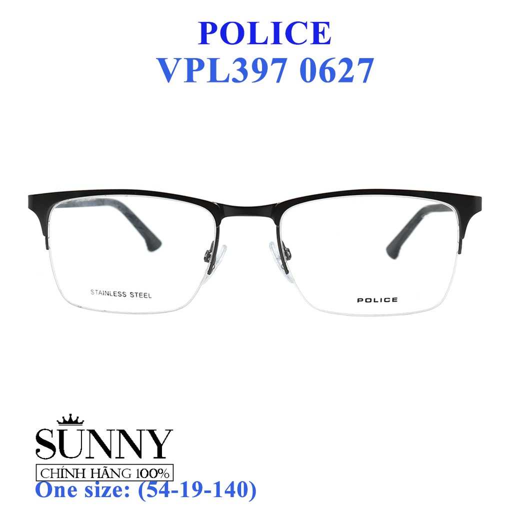 Gọng kính thời trang chính hãng Police VPL397 0627 (54-19-140), thiết kế dễ đeo bảo vệ mắt