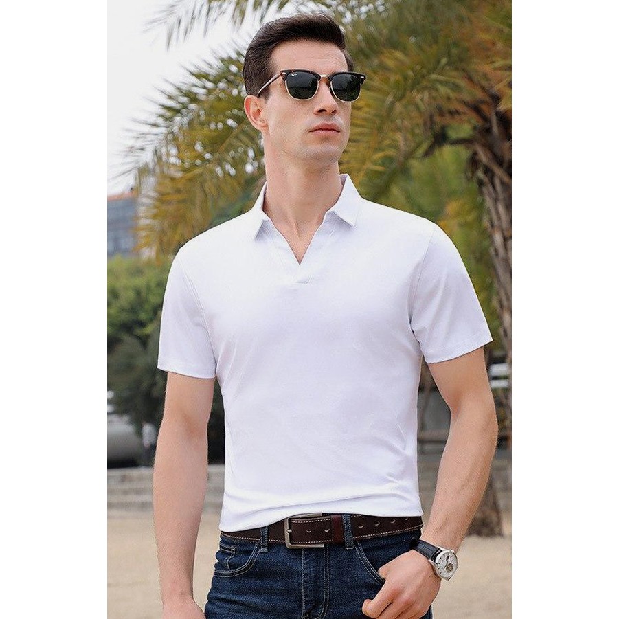 Áo Phông Nam Cổ V vải thun lạnh xuất xịn, chuẩn form - áo polo nam - áo phông nam có cổ - BOOLY | BigBuy360 - bigbuy360.vn