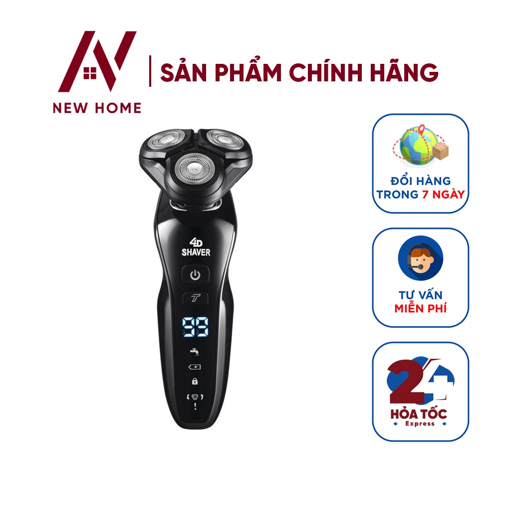 Máy cạo râu thông minh chống nước SHAVER 4D, màn hình LCD, cạo cực nhanh, không đau