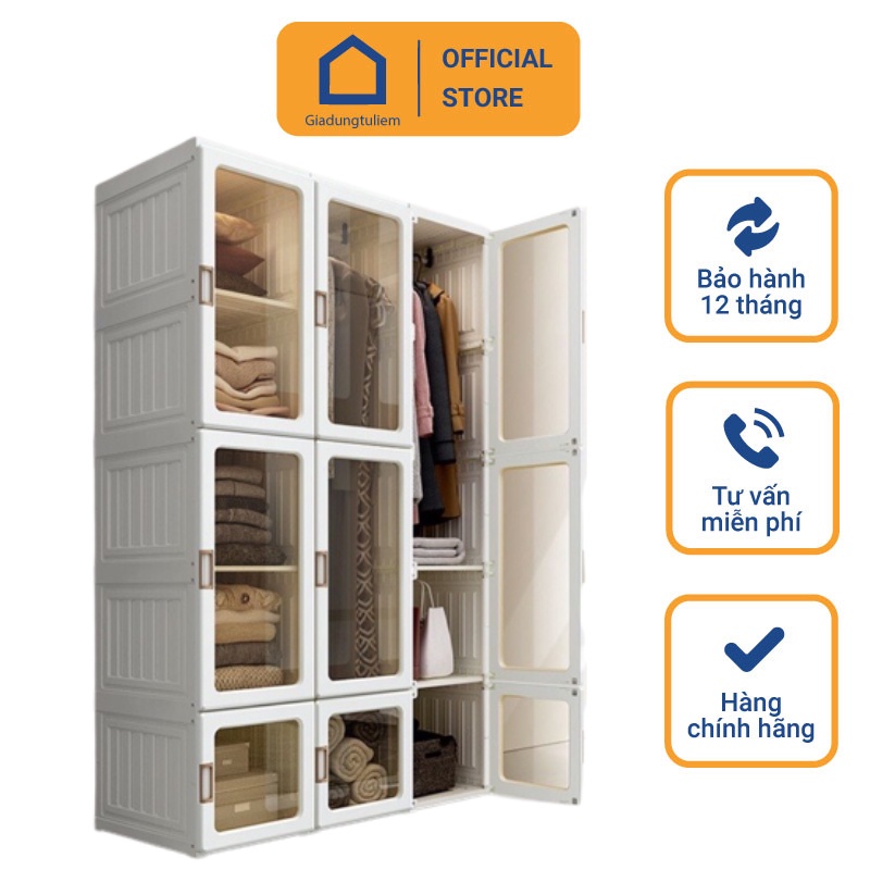 Tủ quần áo nhựa gấp gọn MAYI BOX - Tủ đựng đồ quần áo trong suốt không cần lắp ráp , cánh tủ nam châm đóng tự động