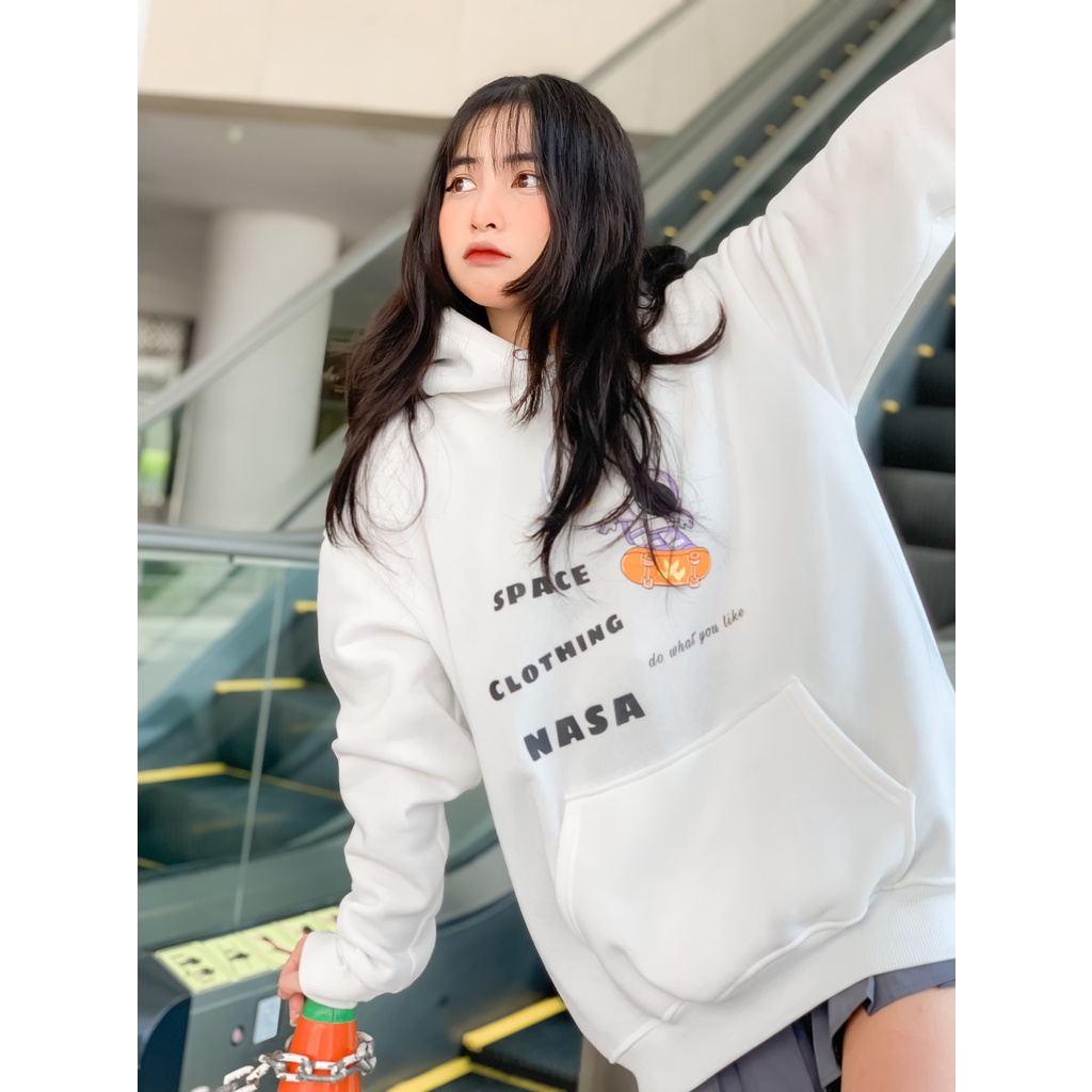 Áo hoodie unisex WIIS form rộng nỉ nam nữ NASA HD23 thời trang thu đông oversize