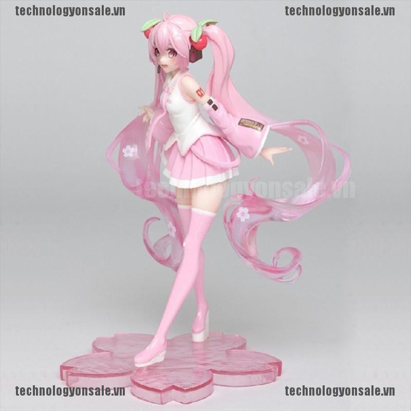 High Quality Anime Miku Pink Sakura Miku PVC Statue Figure Model Toys