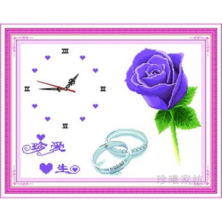 Tranh Thêu Chữ Thập Đồng Hồ Tình Yêu Vĩnh Cửu 2157 (KHÁCH TỰ THÊU) KT:64X49CM